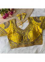 Italian Silk Yellow Bridal Wear Embroidery Work Readymade Blouse